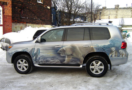 Shabovta.ru: Рисунок на автомобиль, Роспись авто, аэрография Проект «Белый медведи»